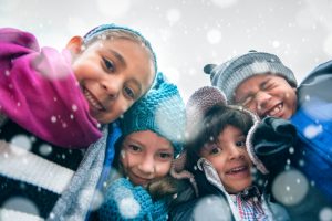 Kids with winter hats
